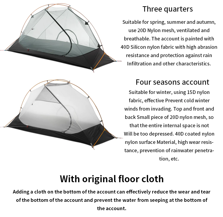Cheap Goat Tents 3F UL GEAR Floating Cloud 1 Camping Tent 1 Person 3 4 Season 15D Outdoor Ultralight Hiking Backpacking Hunting Waterproof Tents Tents 